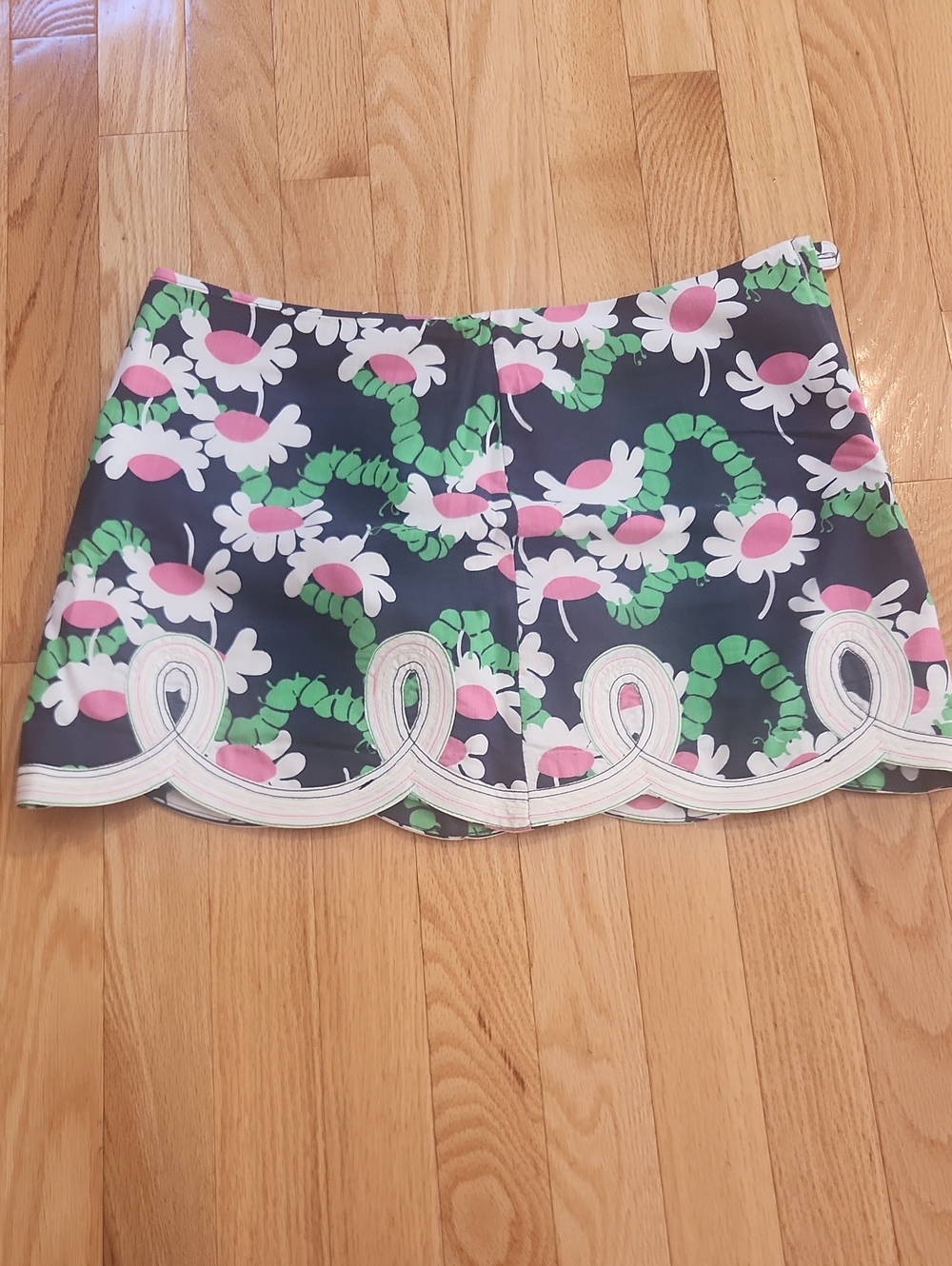 Lilly Pulitzer Navy Mini Skirt with Pink & Green Floral